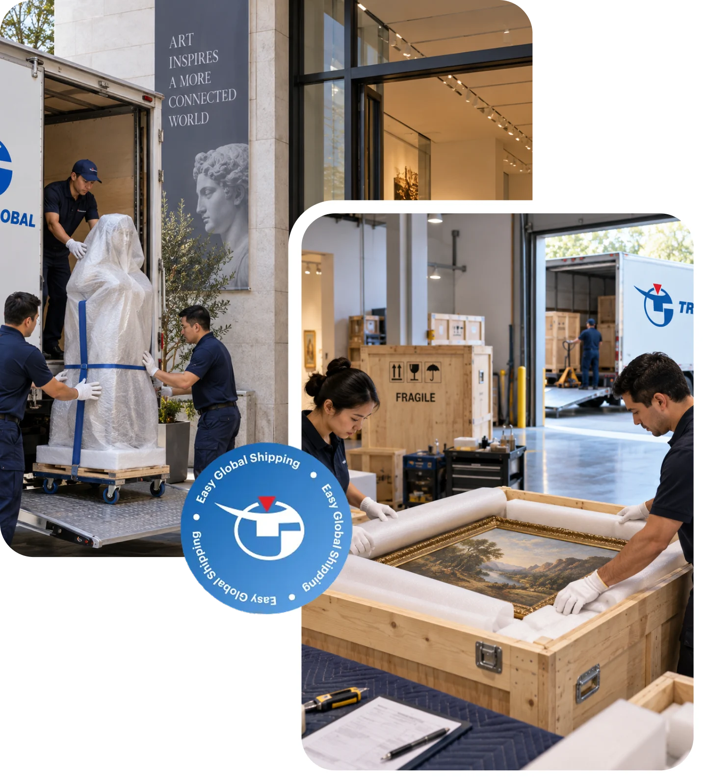 Fine art condition review and packing